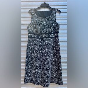Talbots Black and White Strapless Floral Dress